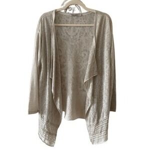 B2 Elena Baldi Women's Beige Lace Trim Duster Cardigan Italian Made Size S‎